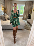 Zara Green Tie Side Mini Dress Small