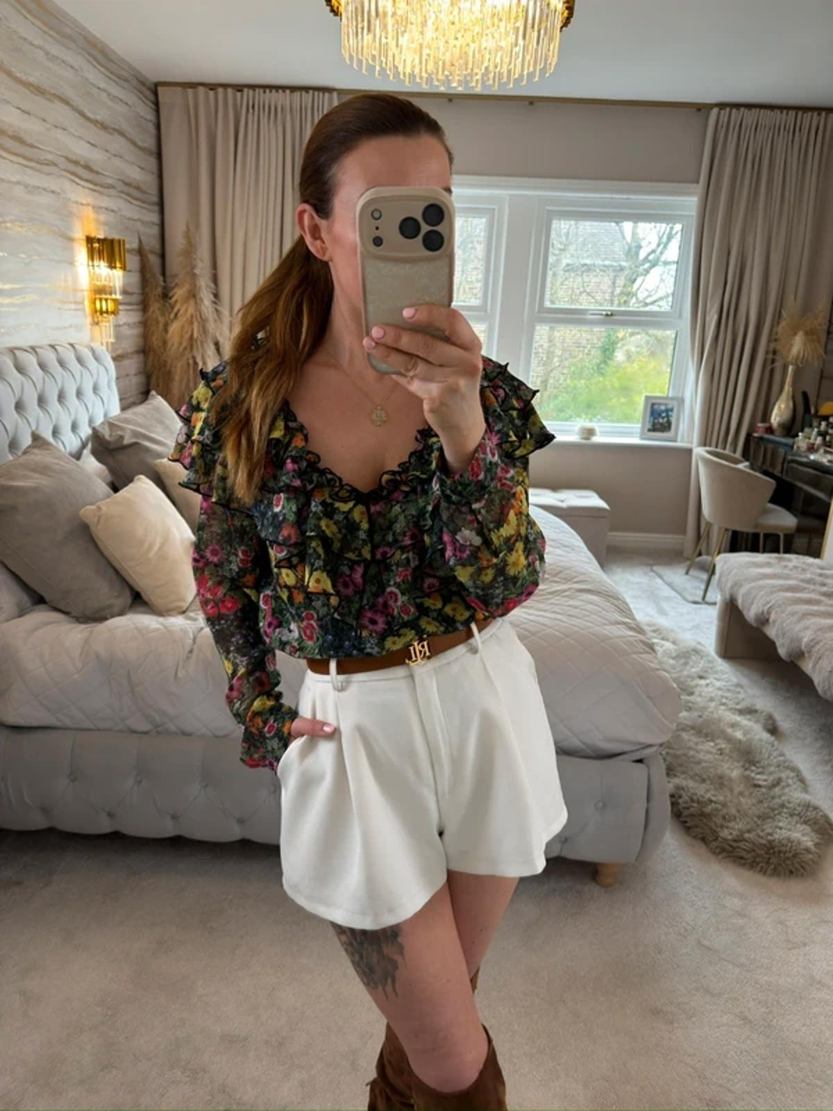 Ted Baker Multicoloured Floral Frill Blouse 10