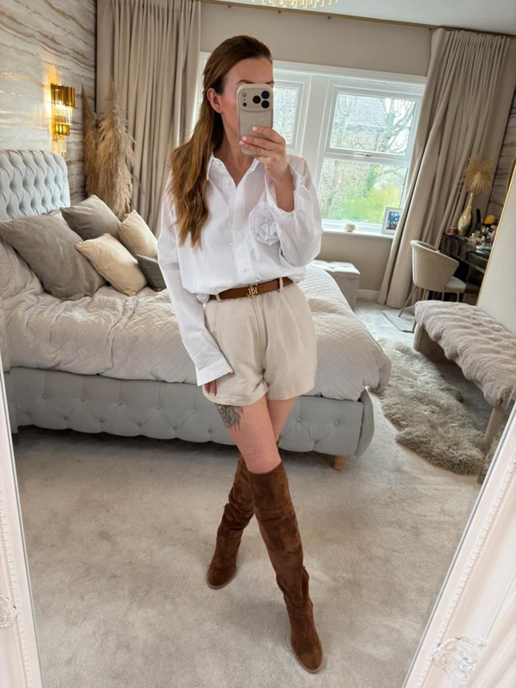 Manilla Oversized White 3D Flower Shirt One Size