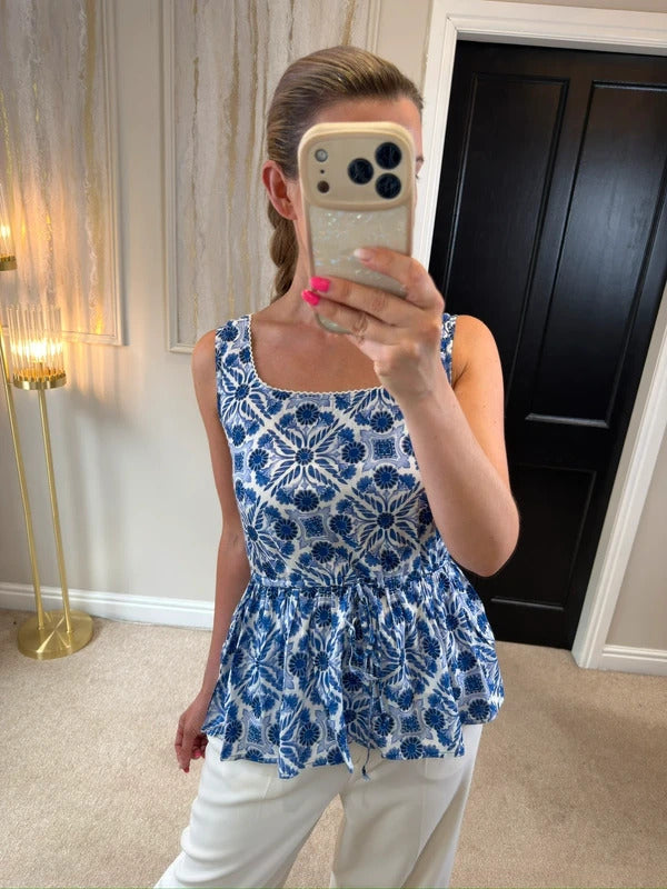 Joe Browns Blue & White Porcelain Blouse 6