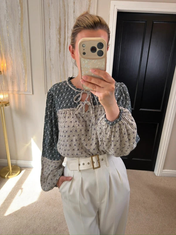 Per Una Cream & Navy Boho Blouse 12