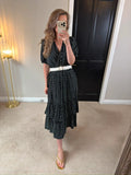 Knox Rose Black & White Tie Wrap Tiered Midi Dress Large