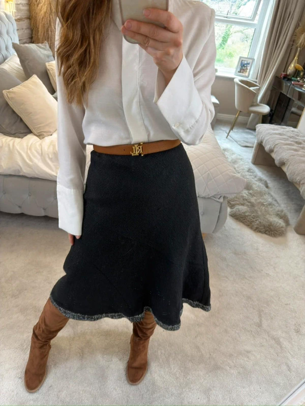 BNWT Per Una Black & White Tweed Style A Line Skirt 16