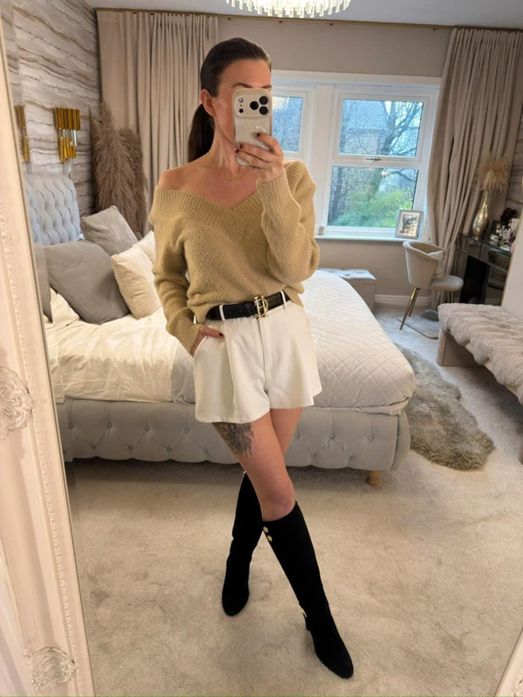 H&M Beige Fluffy Jumper Medium