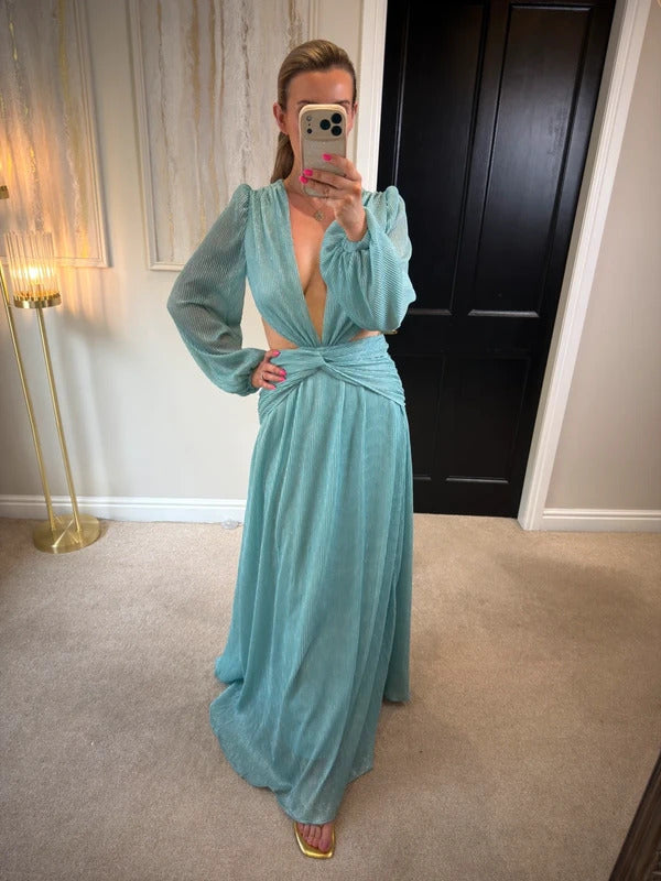 Anne Louise Boutique Blue Goddess Open Back Maxi Dress 6