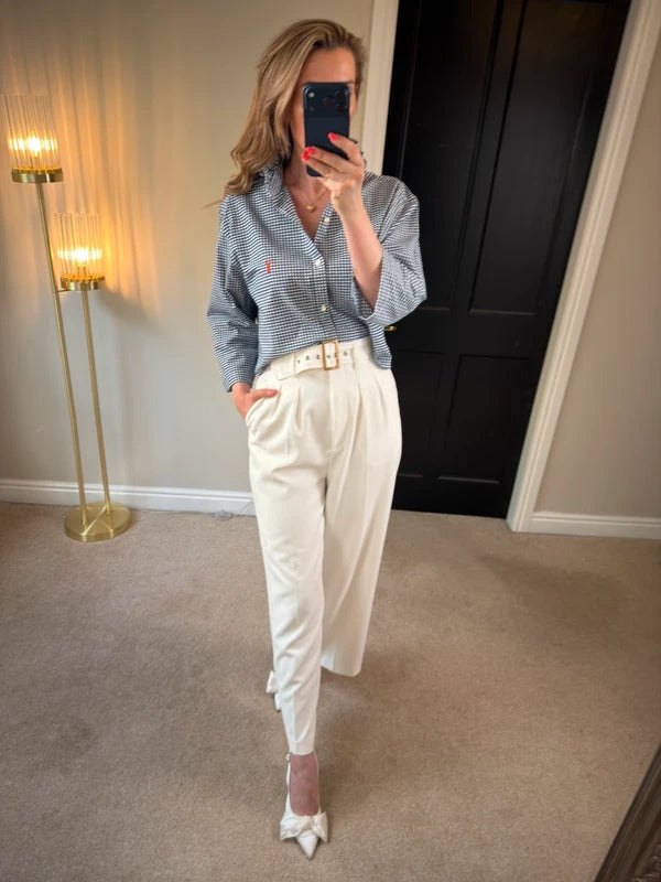 Handmade Navy & White Gingham Shirt