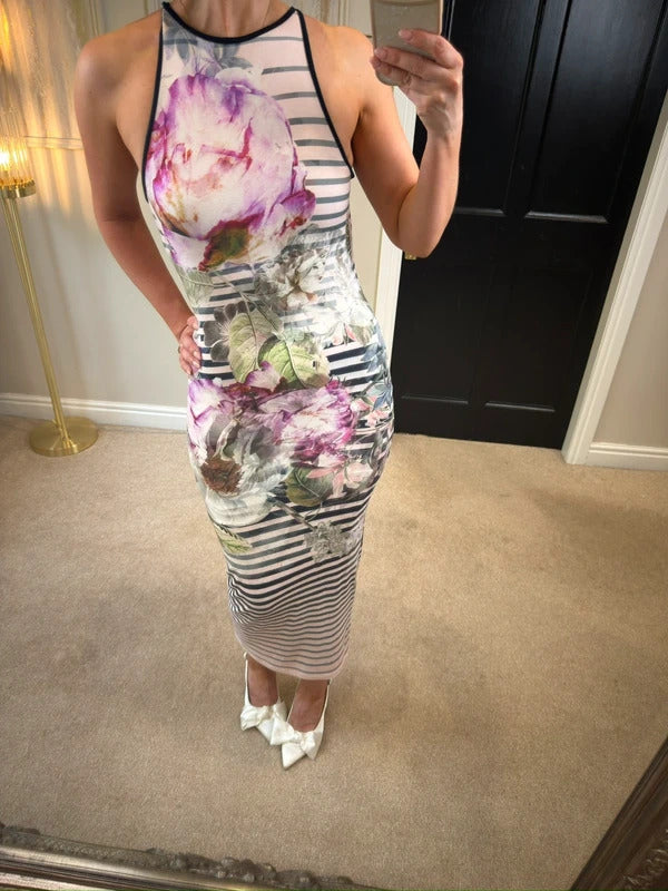 Ted Baker Floral Stripe Dress 8