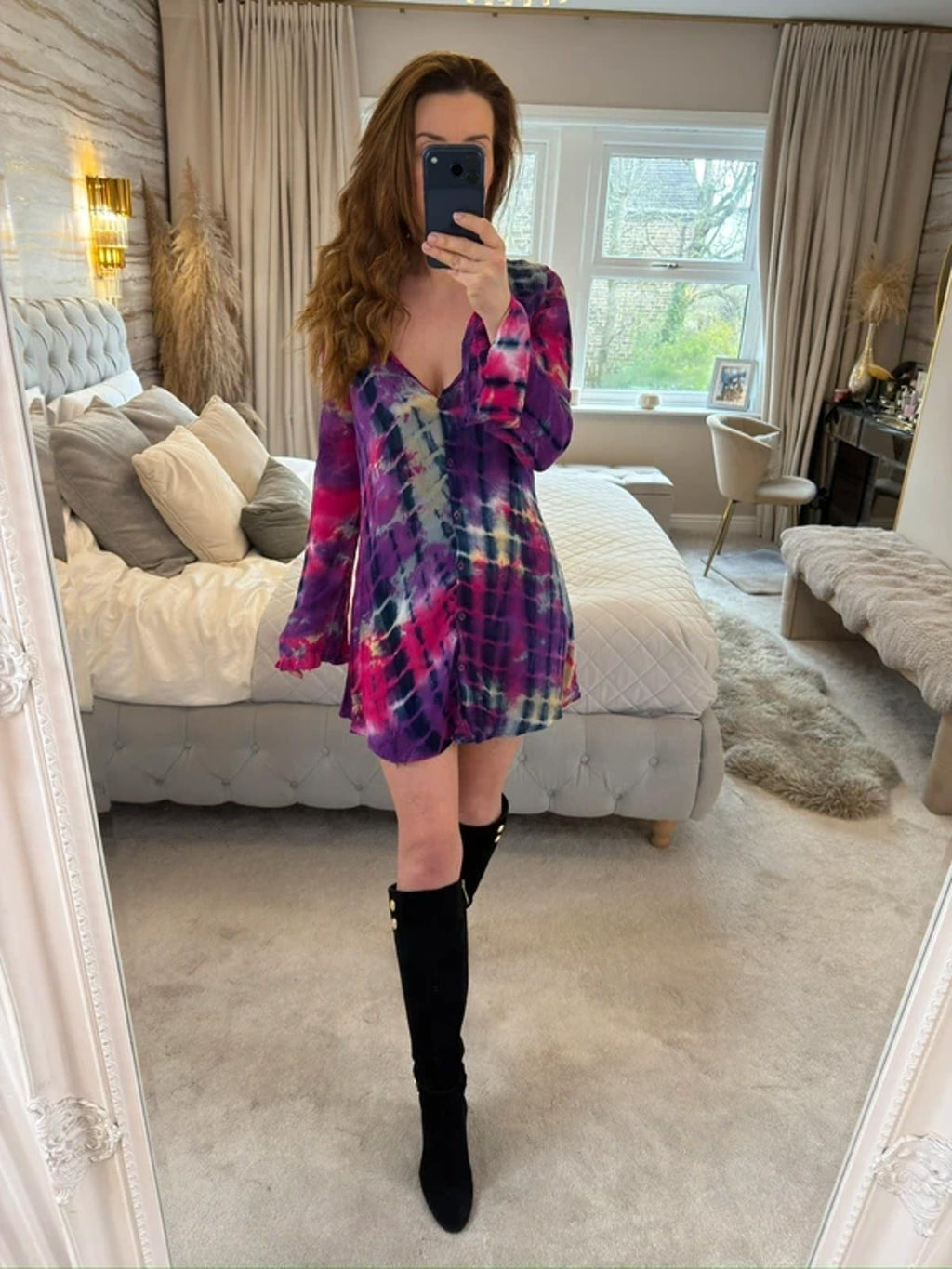 Missguided Pink & Purple Tie Dye Boho Mini Dress 4