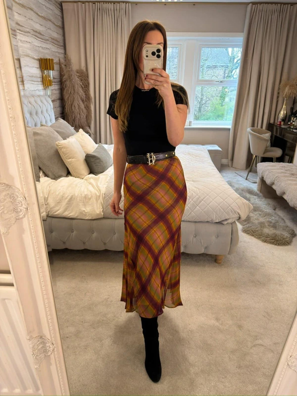 BNWT Zara Tartan Midi Skirt Small