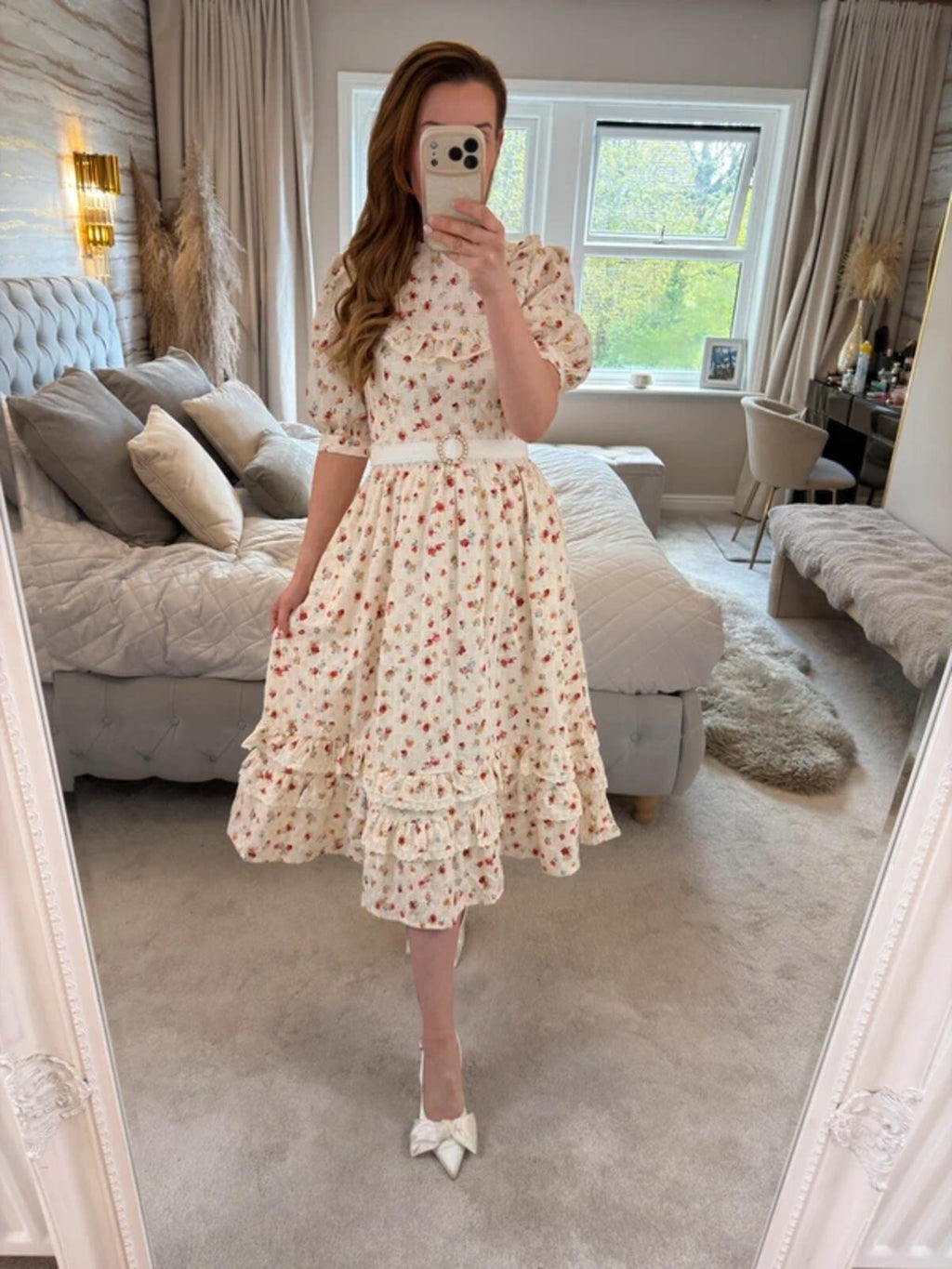 BNWT Anne Louise Boutique Floral Frill Midi Dress 8
