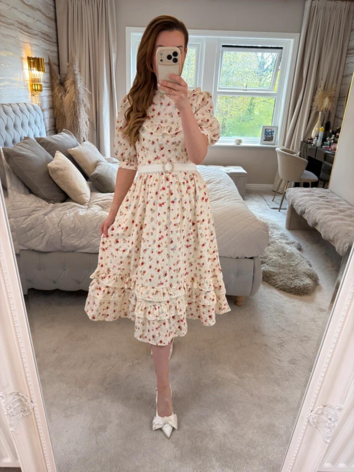 BNWT Anne Louise Boutique Floral Frill Midi Dress 8