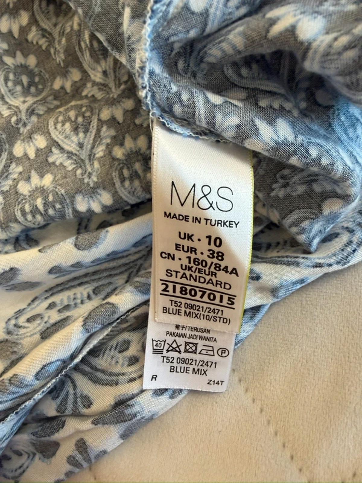 M&S Blue & White Maxi Dress 10