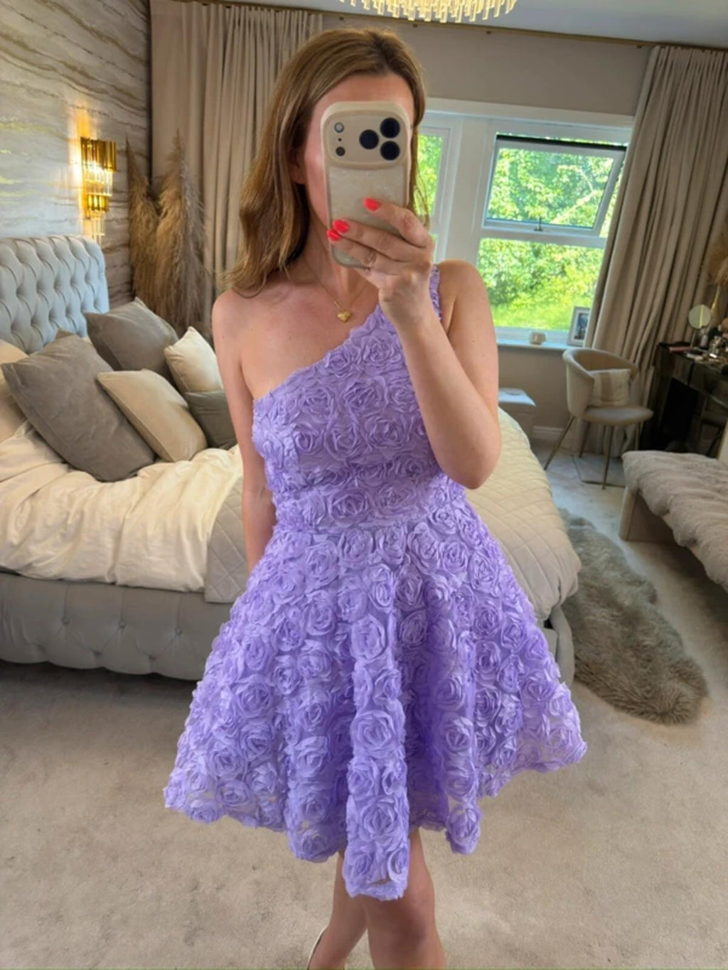 Faeriesty Lilac 3D Floral Petal Mini Dress Small
