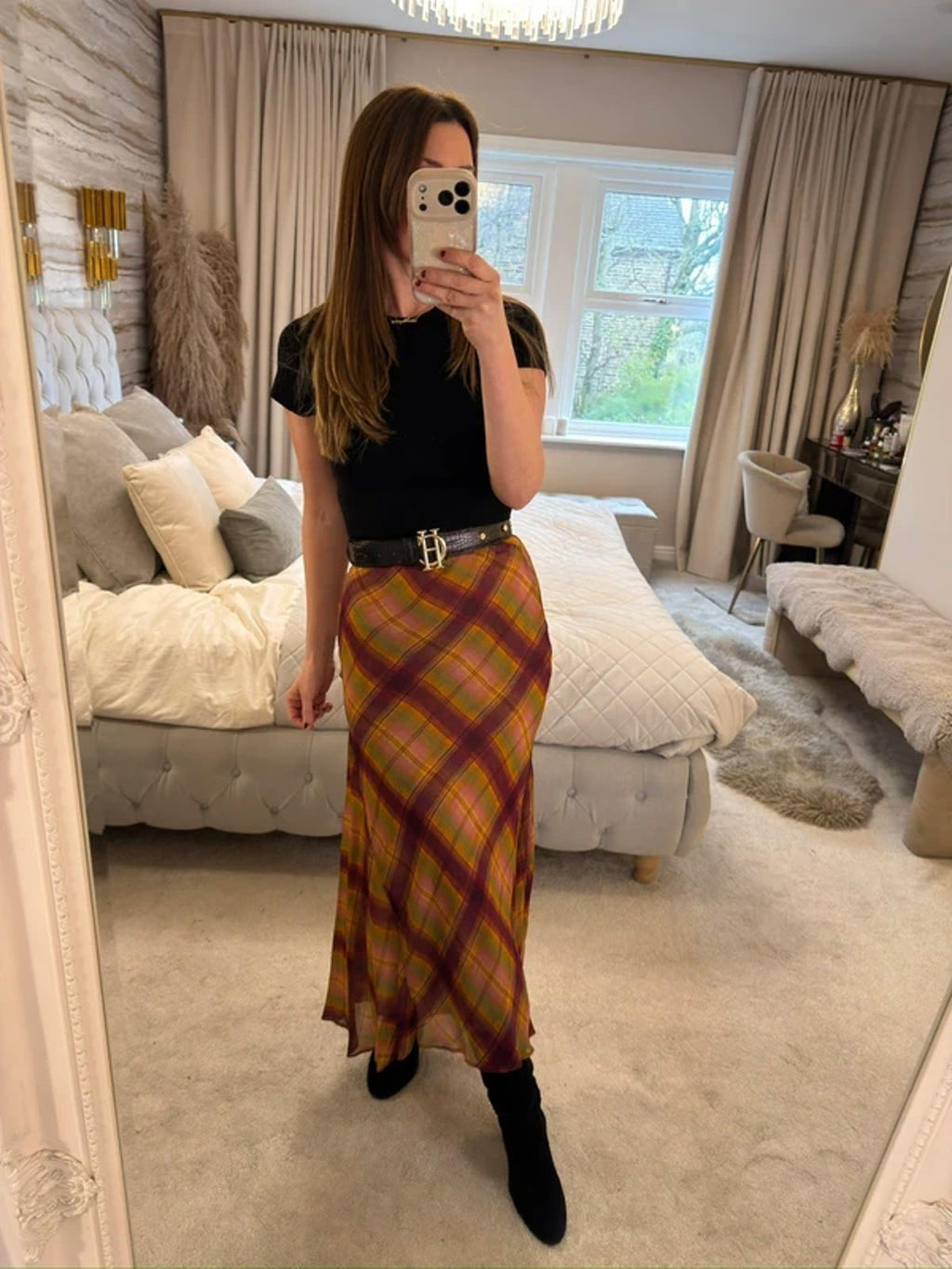 BNWT Zara Tartan Midi Skirt Small