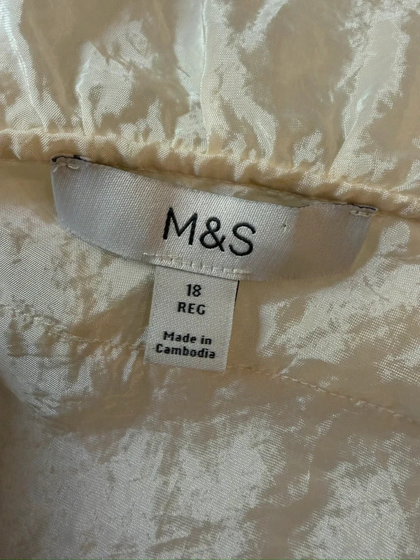 M&S Cream Frill Textured Blouse 18
