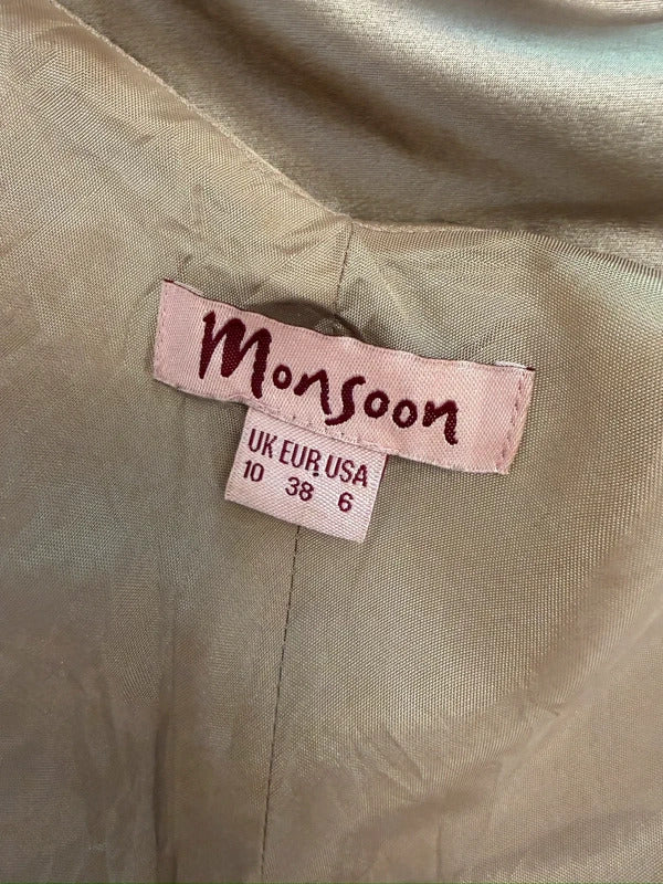 Vintage Monsoon Gold Silk Beaded Dress 10