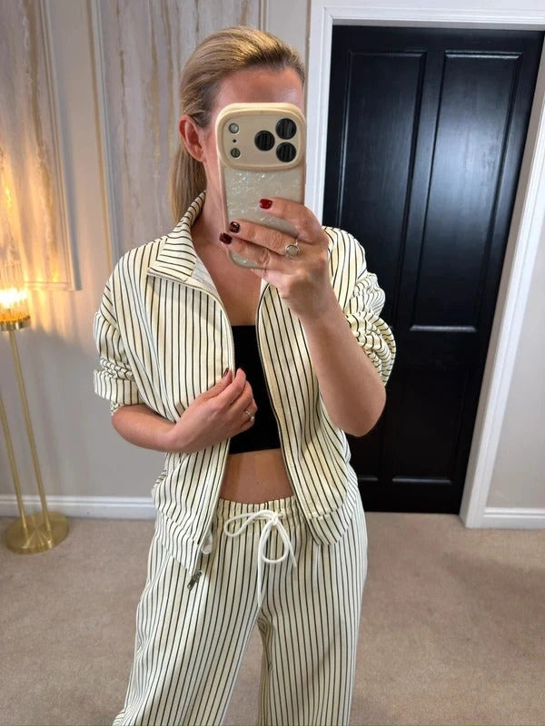 BNWT Love Laura Cream & Black Pinstripe Lounge Co Ord 12