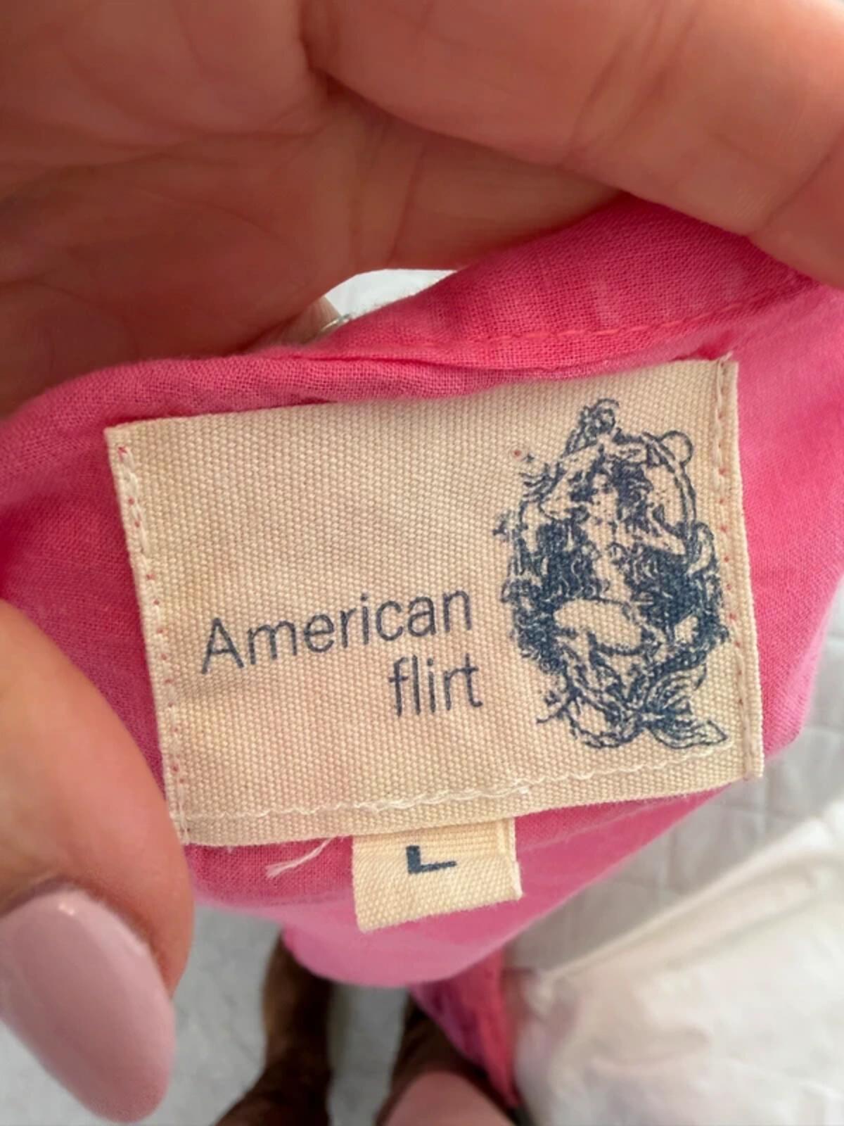 American Flirt Pink 100% Cotton Mini Dress Large