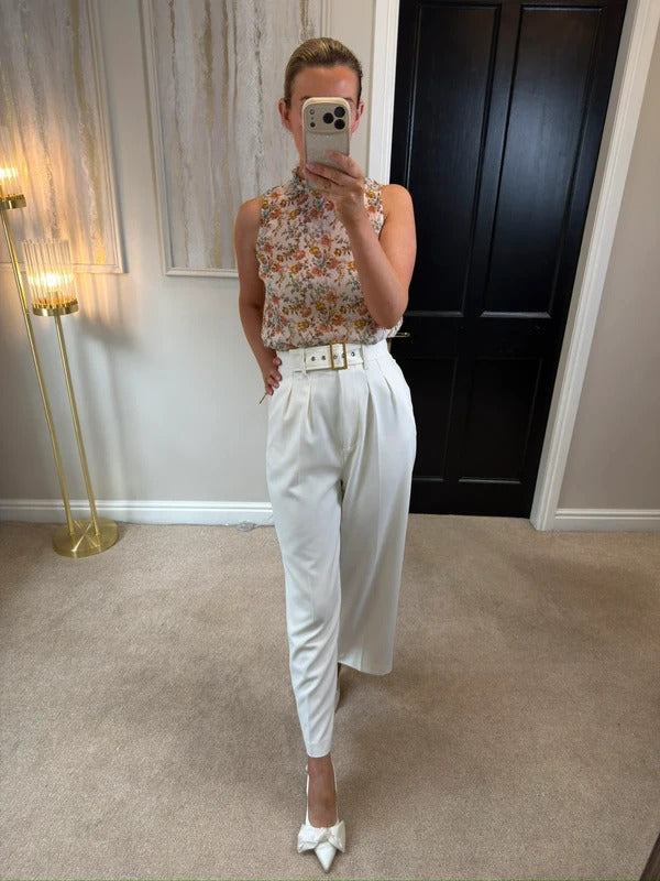 New Look Sheer Floral Frill Blouse 8