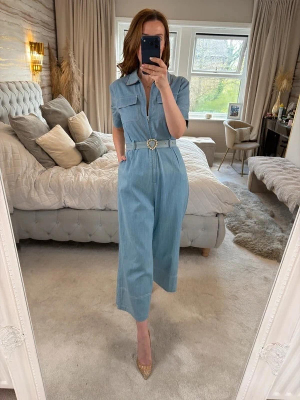 Sister Jane Light Blue Denim Jumpsuit Small