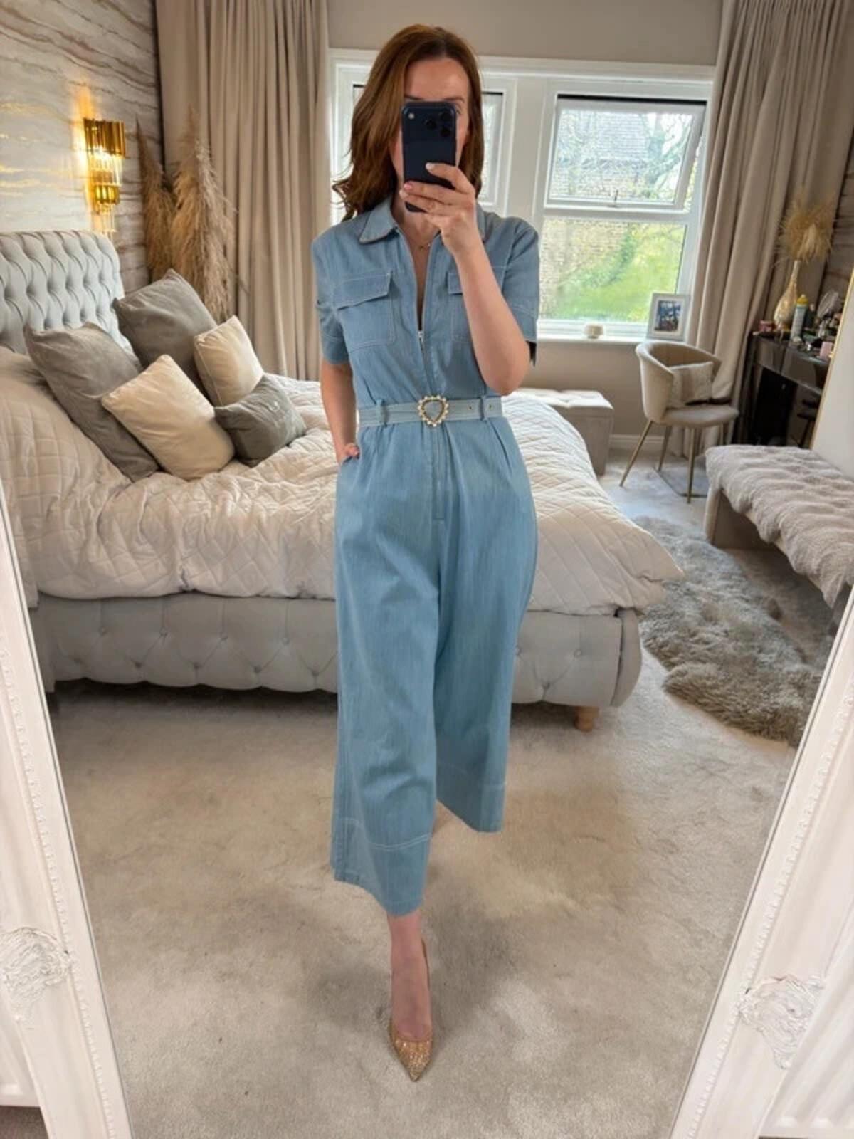 Sister Jane Light Blue Denim Jumpsuit Small