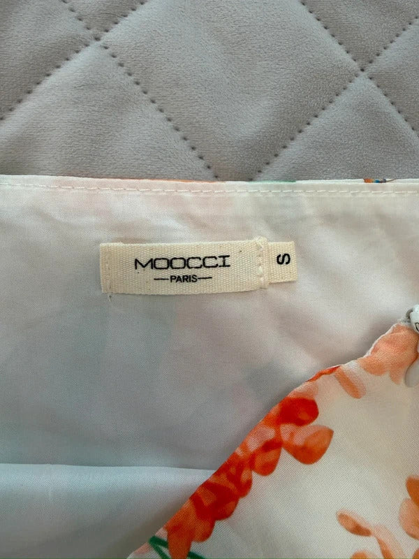 Moocci White & Orange Floral Tiered Skirt Co Ord Small