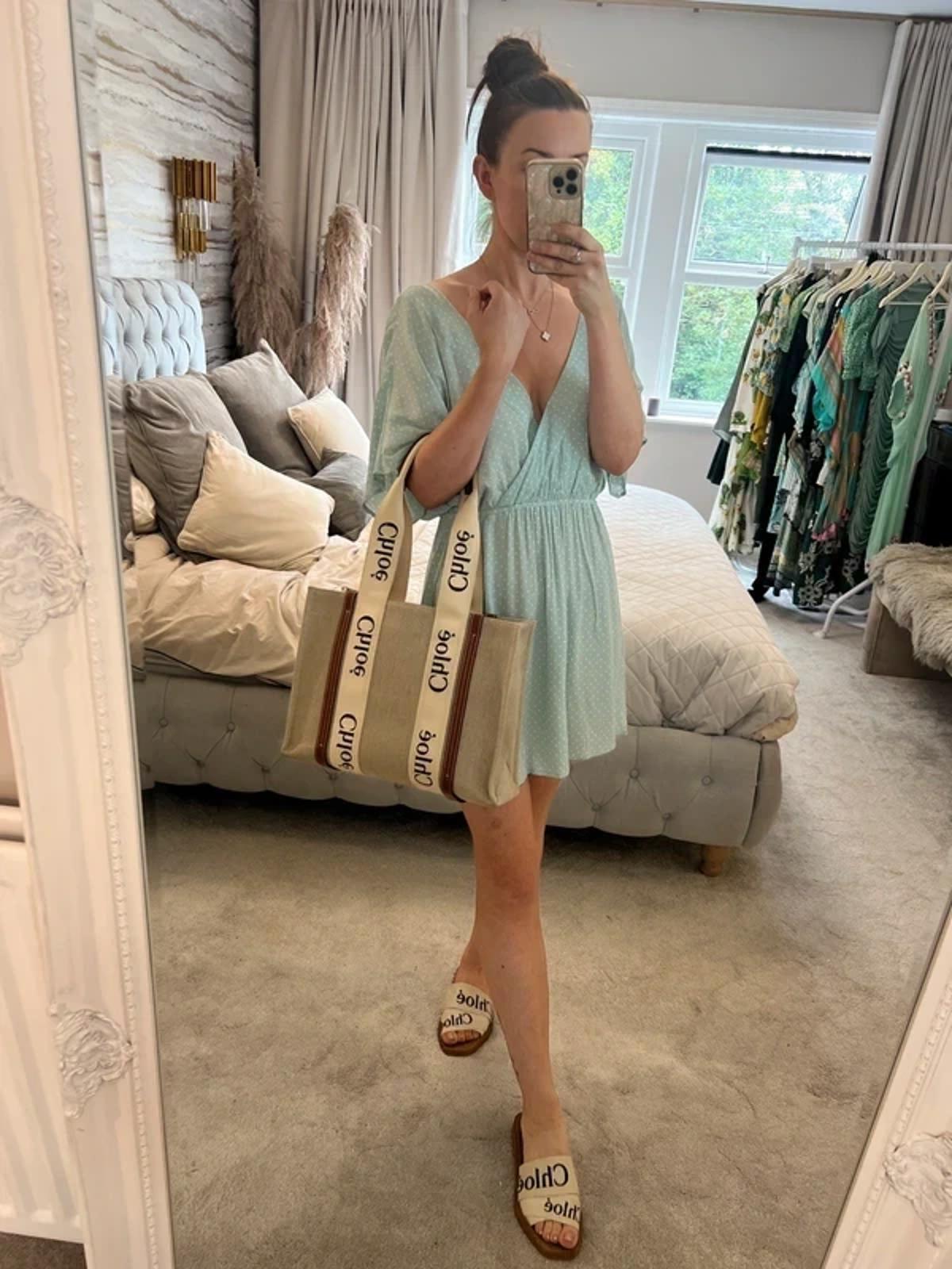 Los Angeles Atelier & Other Stories Mint Green Polka Dot Mini Dress 10