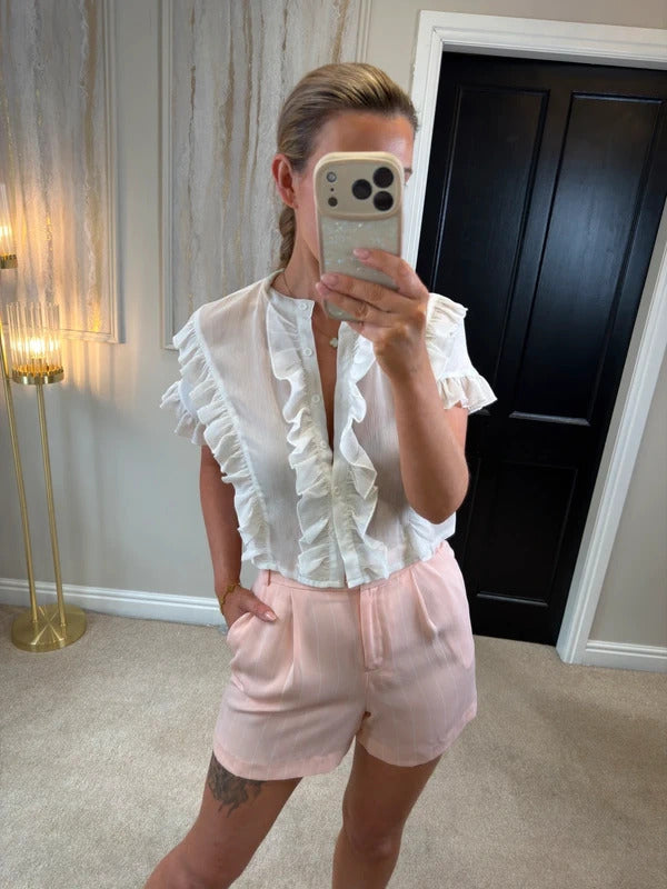 Miss Selfridge Light Pink & White Pinstripe Shorts 8