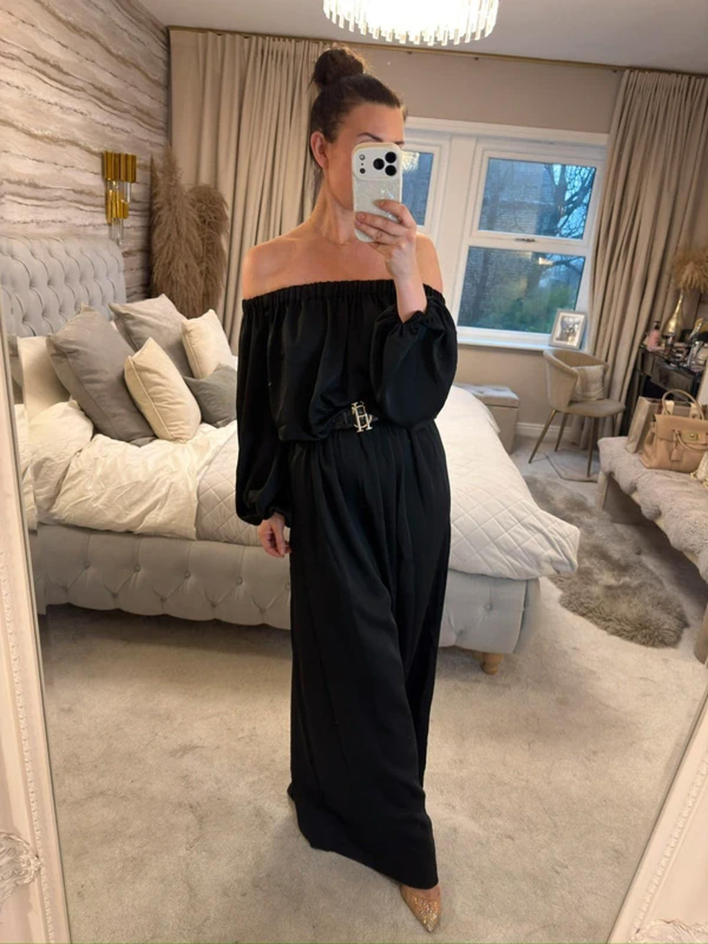 Kevan Jon Black Wide Leg Jumpsuit Small
