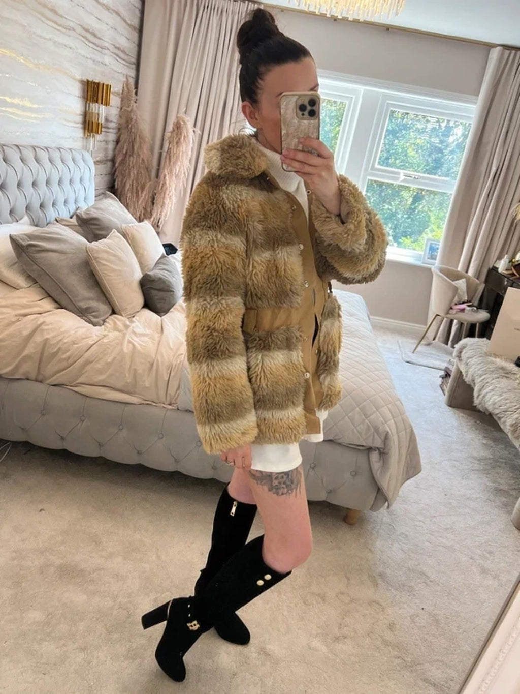 Vintage Brown Faux Fur Coat 10/12 🌸