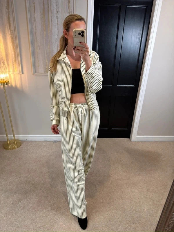 BNWT Love Laura Cream & Black Pinstripe Lounge Co Ord 12