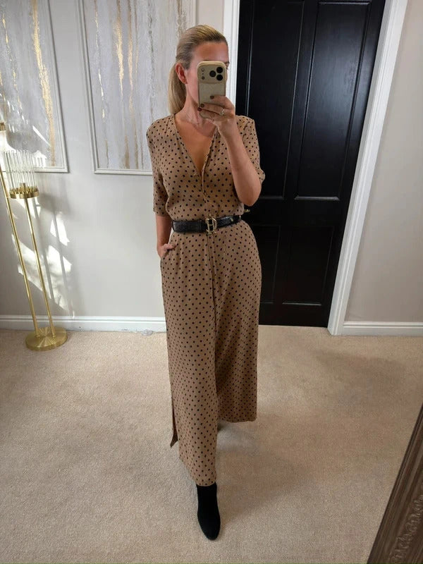 Jigsaw Beige & Black Polka Dot Jumpsuit 12