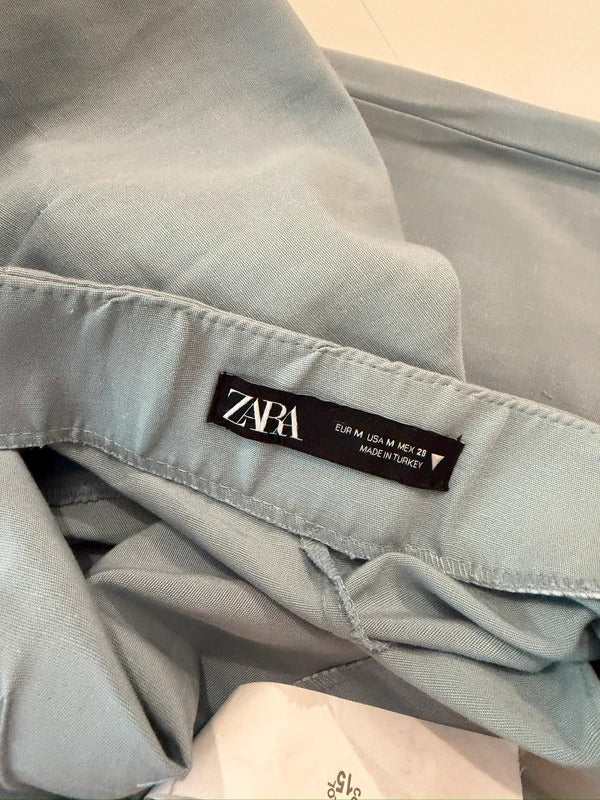 Zara Blue Wide Leg Trousers Size Medium