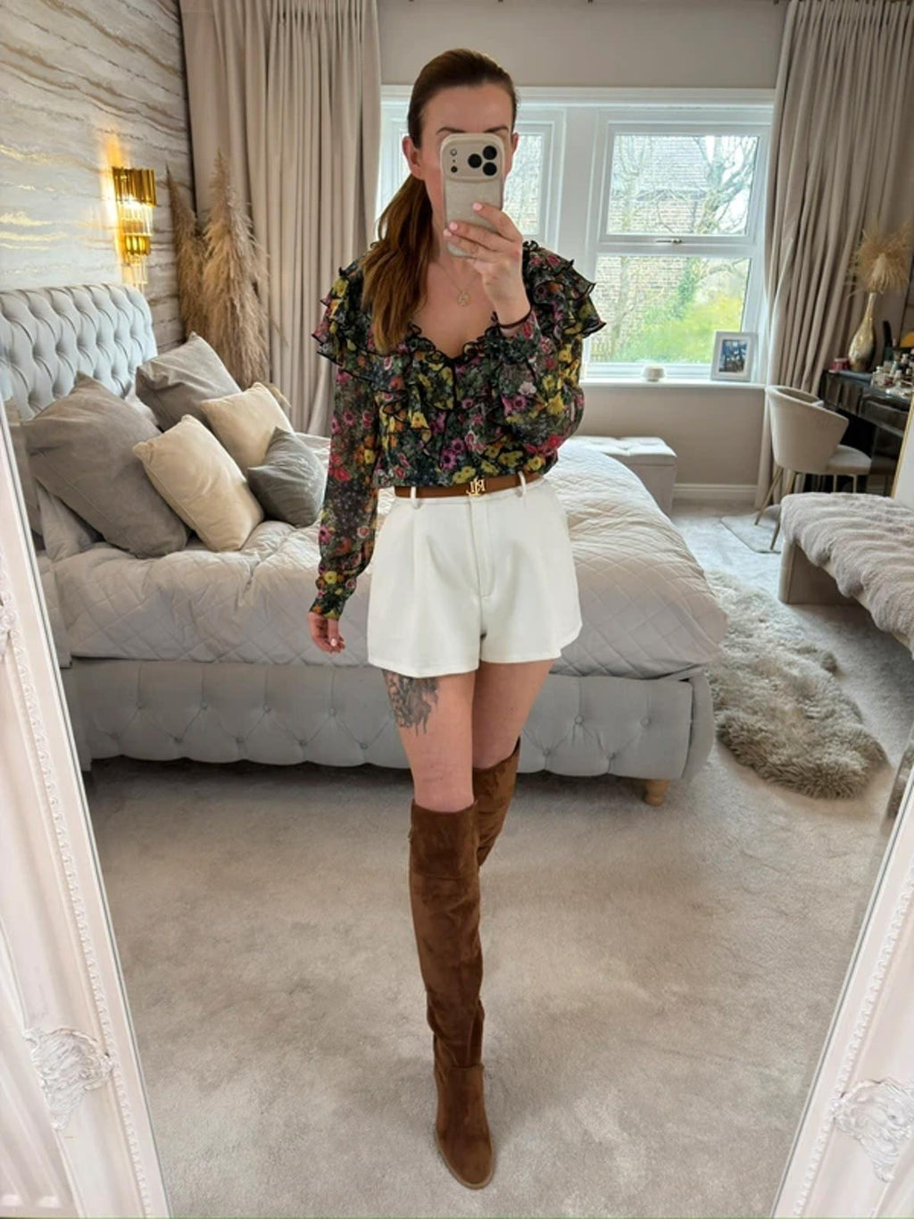 Ted Baker Multicoloured Floral Frill Blouse 10