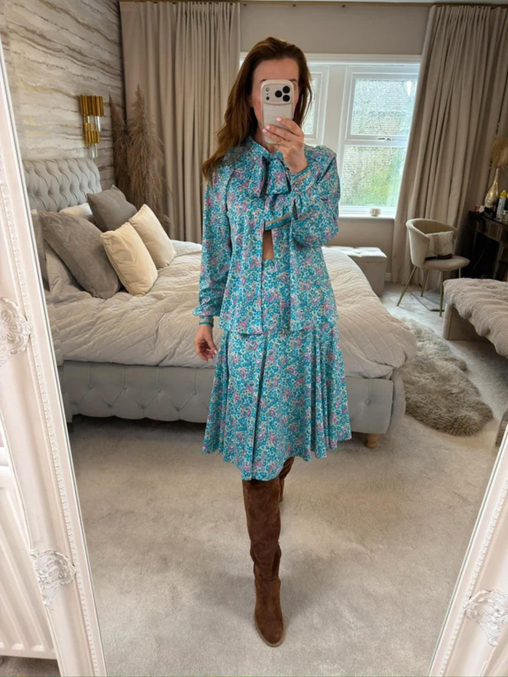 Vintage Blue Paisley Skirt Co Ord 6/8