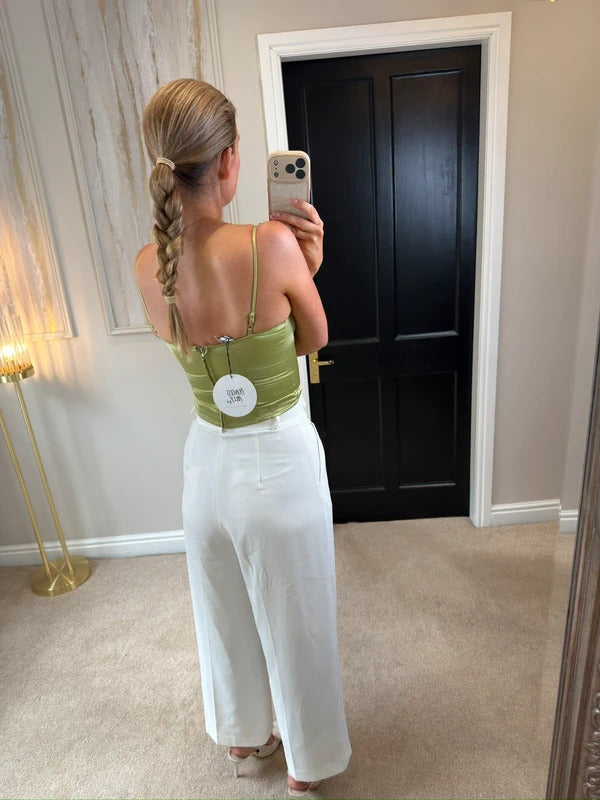 BNWT Princess Polly Green Satin Floral Bralette 6