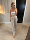 Zara Cream Wide Leg Trousers Large