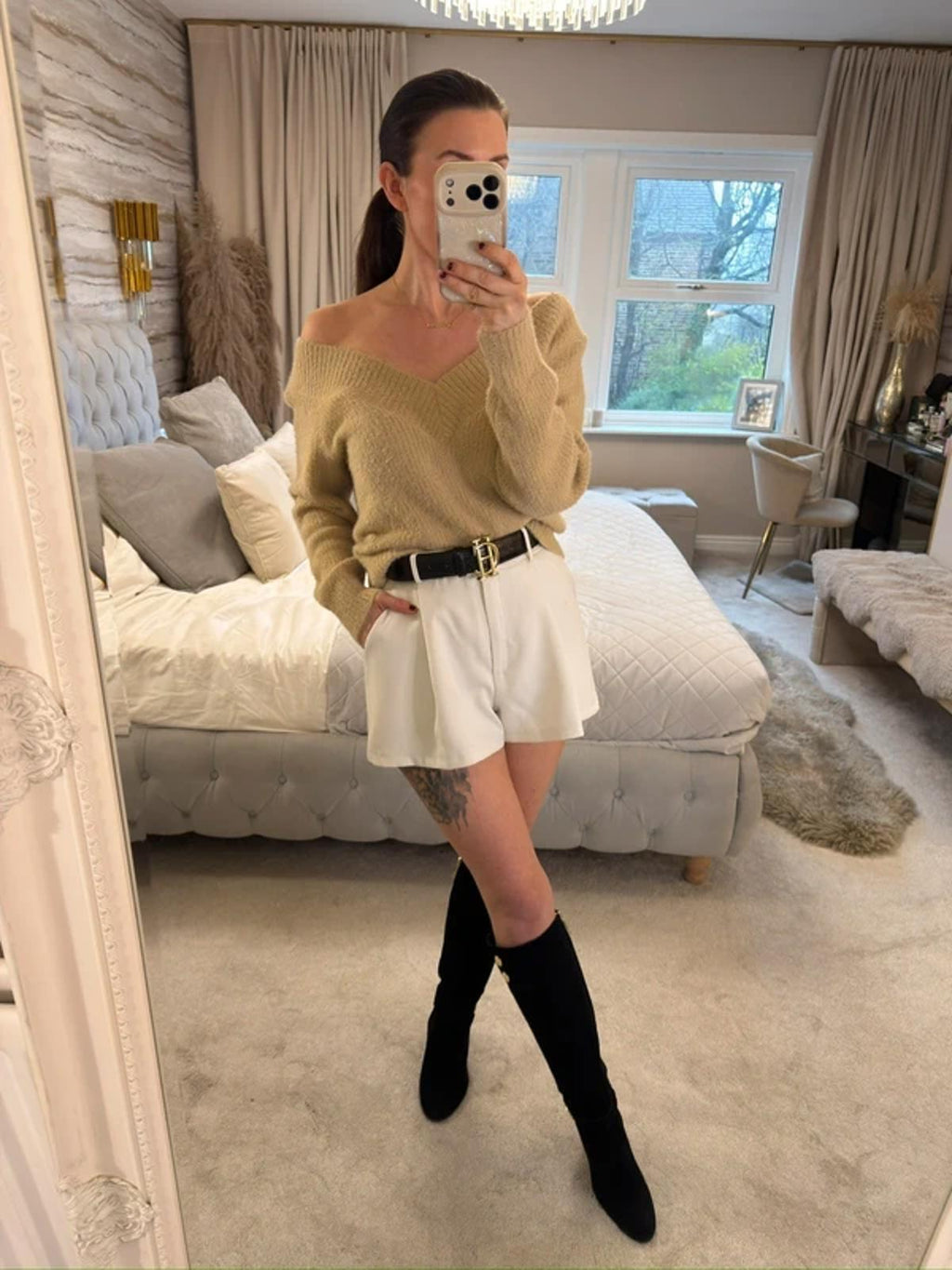 H&M Beige Fluffy Jumper Medium
