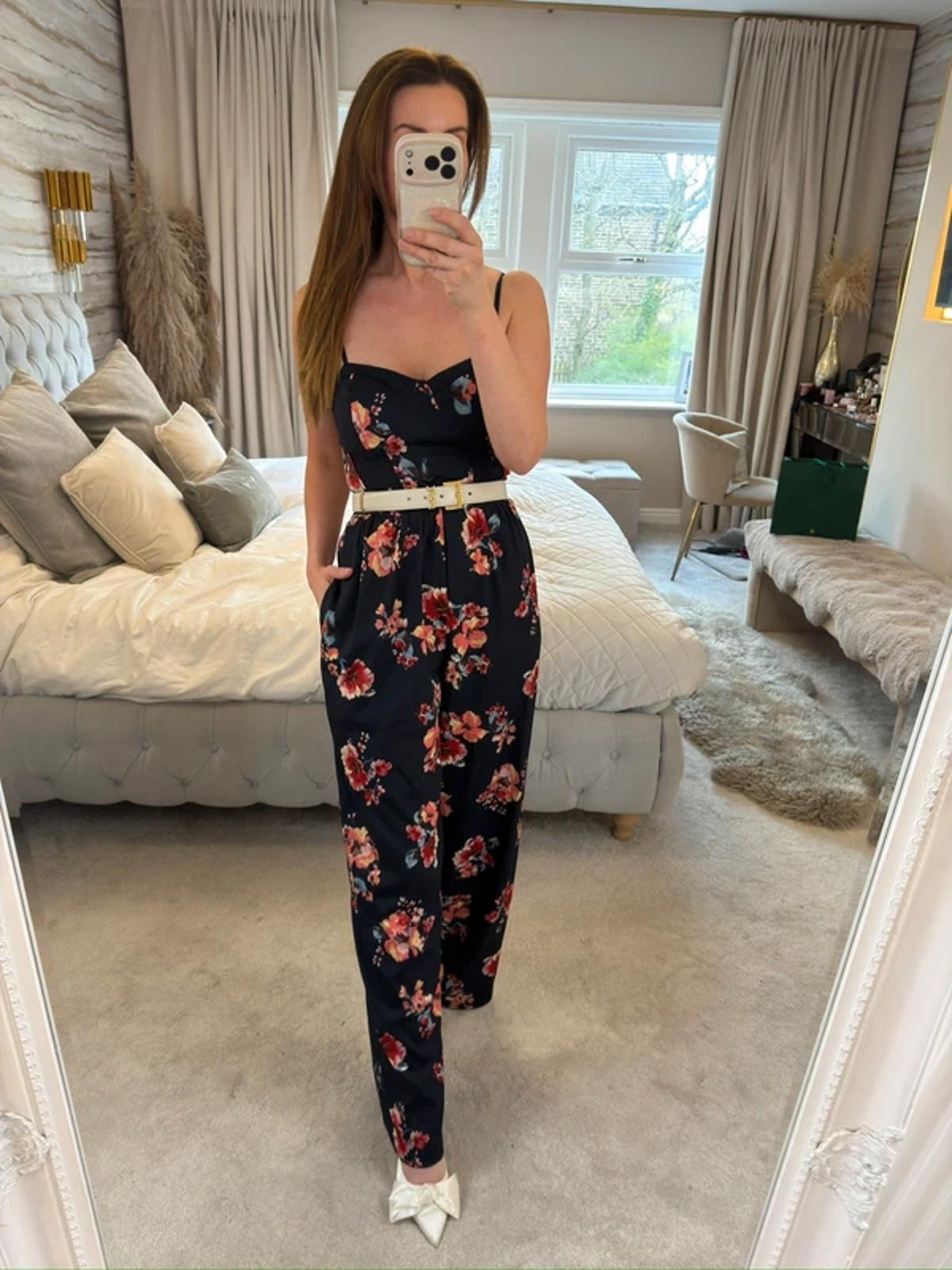Girls On Film Navy Floral Jumpsuit XS