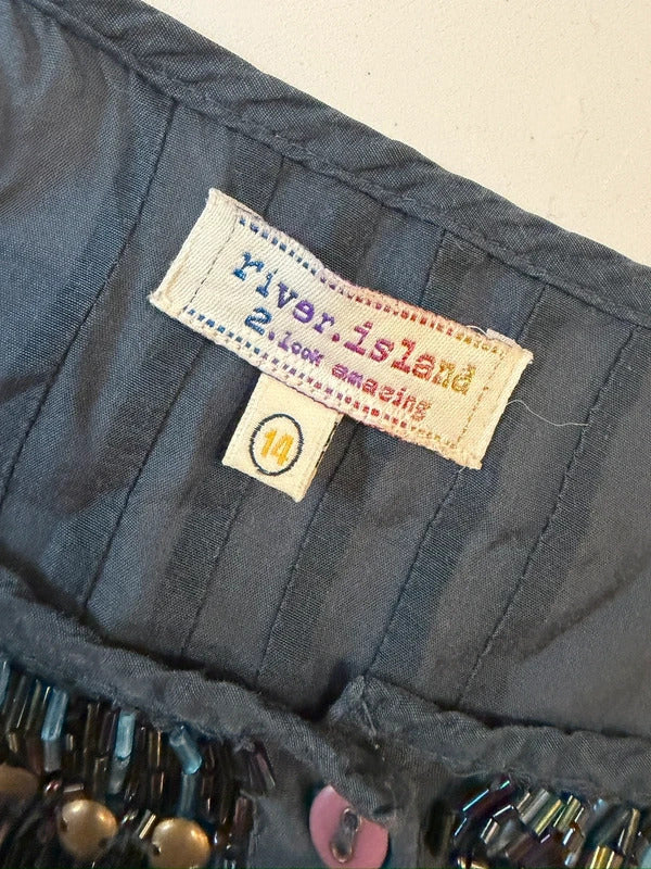 Vintage River Island Navy Boho Blouse 14