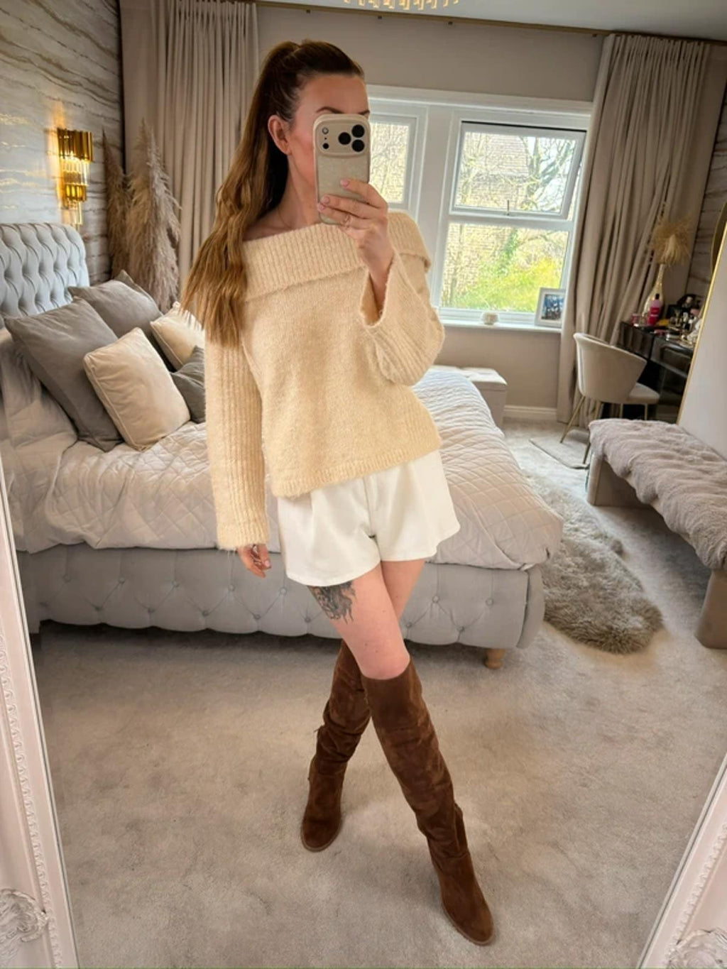 Kimchi Blue Cream Off The Shoulder Jumper XS