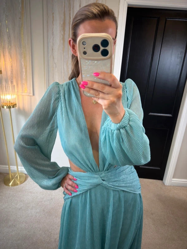 Anne Louise Boutique Blue Goddess Open Back Maxi Dress 6
