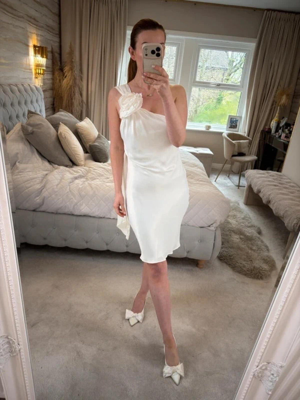 Zara Ivory 3D Floral Open Back Dress Medium