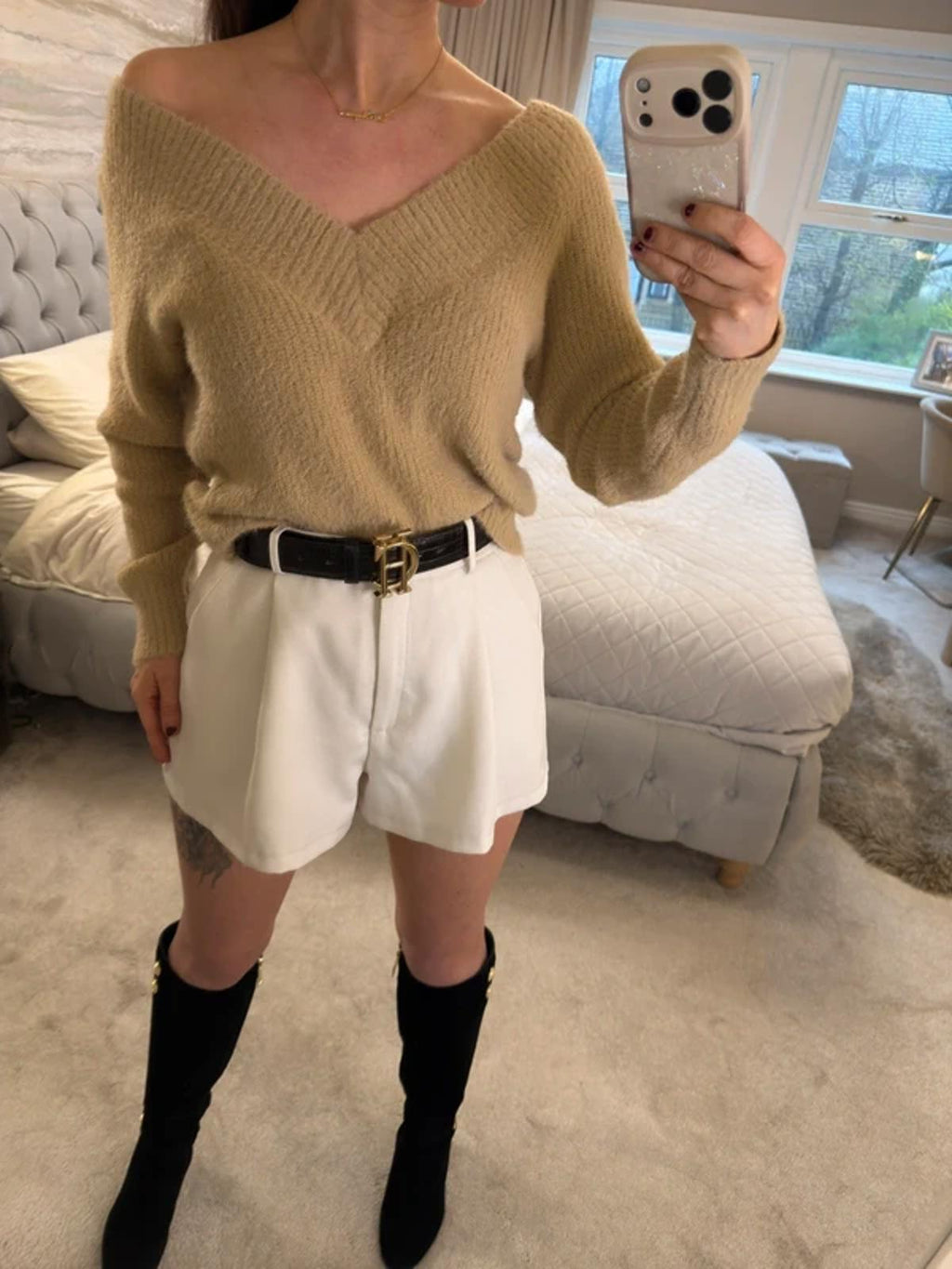 H&M Beige Fluffy Jumper Medium