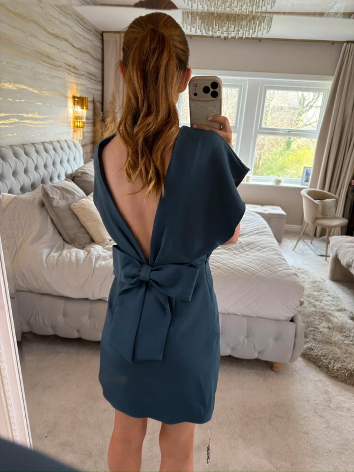 BNWT Asos Dark Teal Bow Mini Dress 6/8