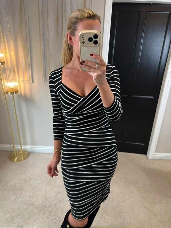 White House Black Market Black & White Stripe Dress