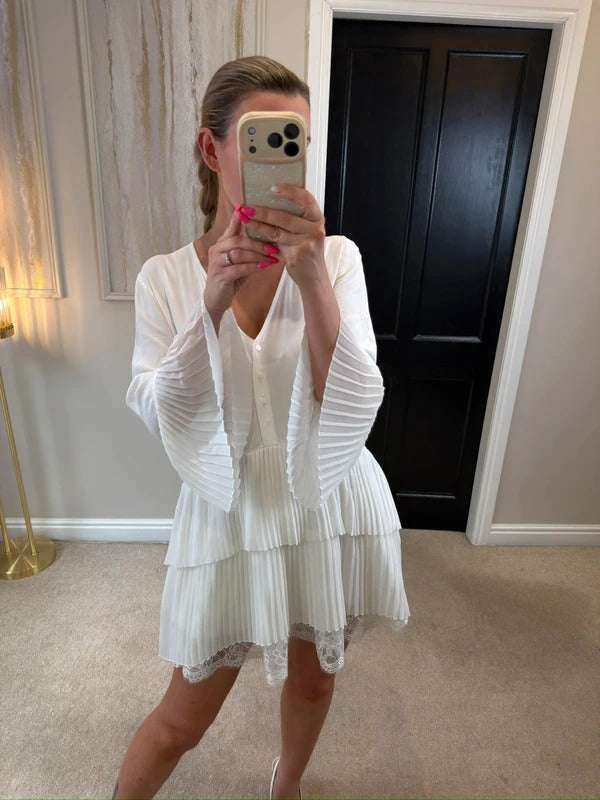 Zara White Pleated Tunic XS