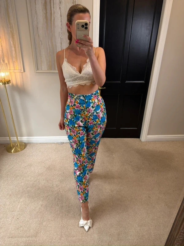 BNWT Zara Multicoloured Floral Trousers Large