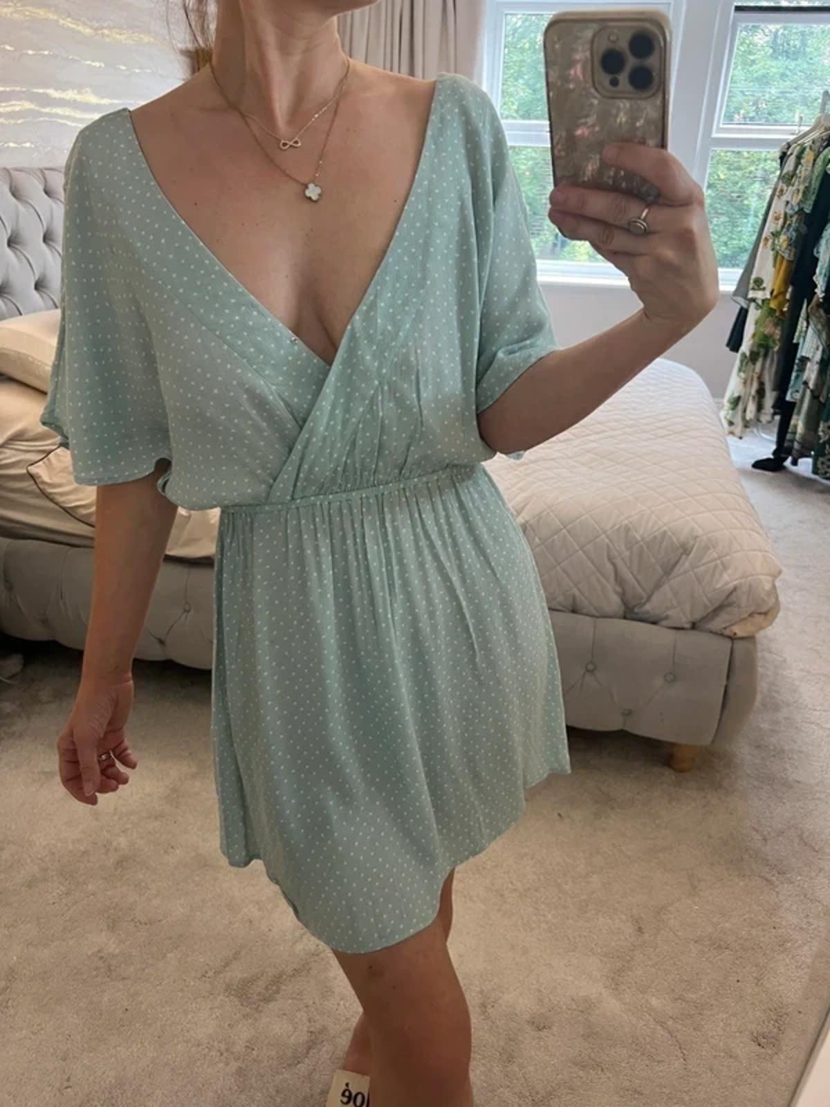 Los Angeles Atelier & Other Stories Mint Green Polka Dot Mini Dress 10