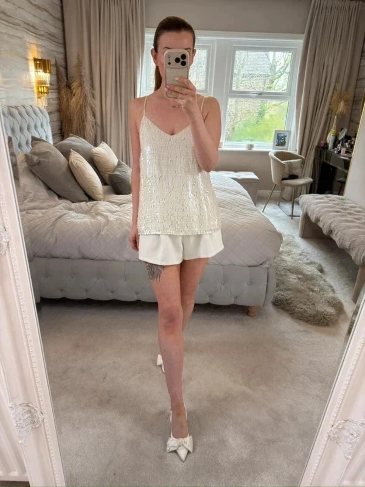Modern Rarity Cream Sequin Blouse 12